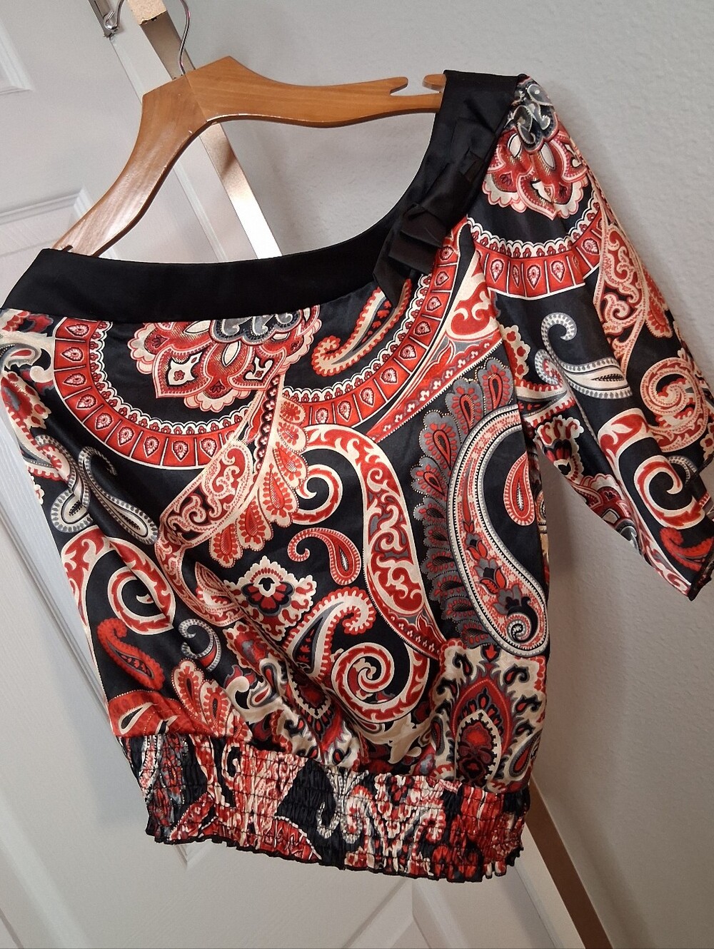 Heart Soul Satin Floral One Shoulder Blouse Medium